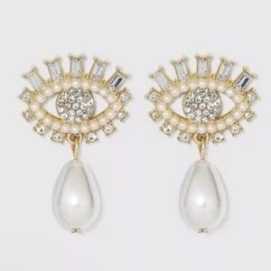 Sugarfix by Baublebar Pearl and Crystal Evil Eye Drop Earrings / BRAND NEW